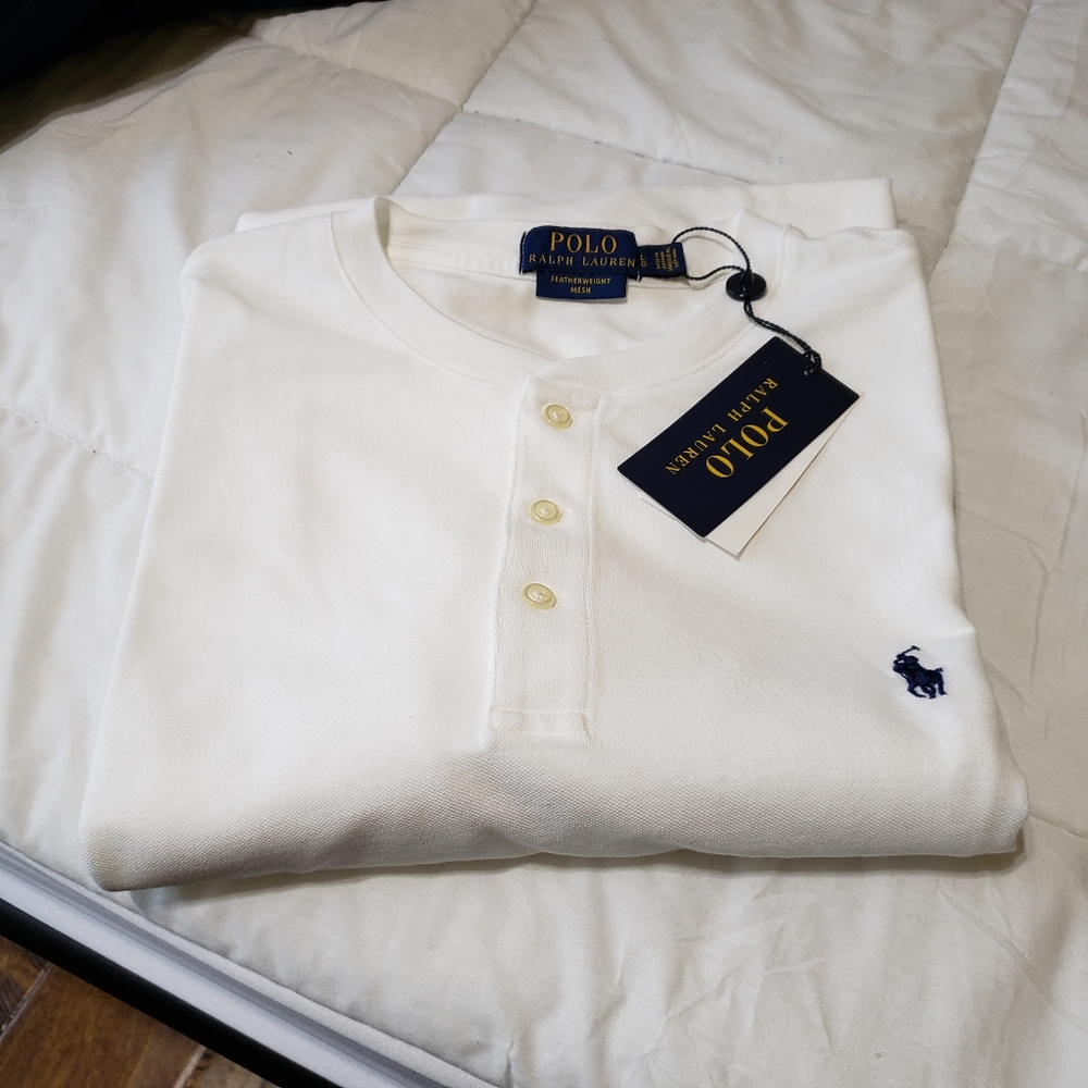 PRL Henley neck shirt L wht polo